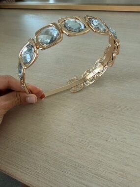Gold Headband with Clear Faceted Gems
